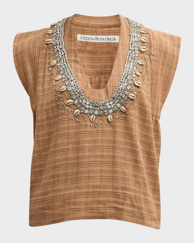 Nehru Embellished Sleeveless Top